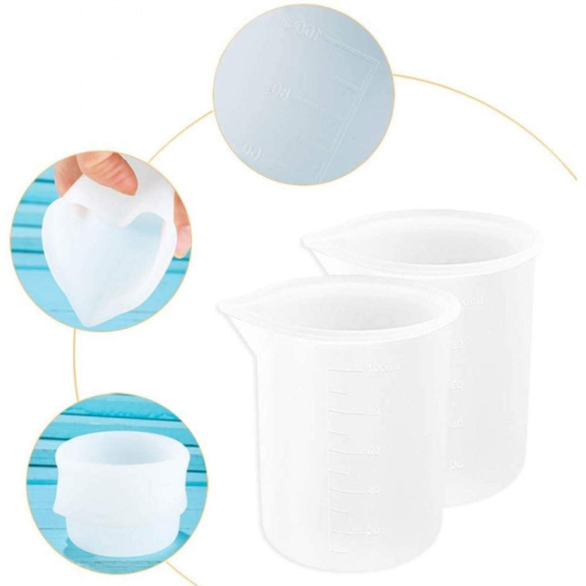 lnndong-43 Piece Resin Silica Gel Measuring Cup, Non Stick Silica Gel Mixing Cup, epoxy Resin Cup, Glue Tool Stick, Straw Finger Sleeve, epoxy Resin - WoodArtSupply