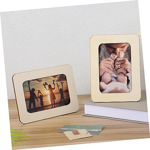 MAGICLULU 6Pcs 6 DIY art frame wooden clay decorate bulk stand wood DIY photo frame wooden picture frame postcard picture frame crafts unfinished MAGICLULU