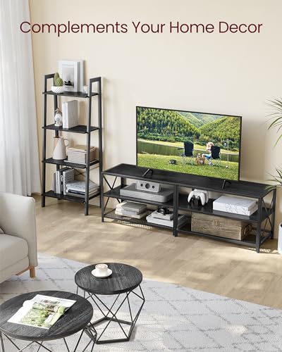 VASAGLE TV Stand, TV Console for TVs Up to 70 Inches, TV Table, 63 Inches Width, TV Cabinet with Storage Shelves, Steel Frame, for Living Room, VASAGLE