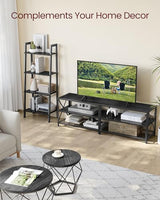 VASAGLE TV Stand, TV Console for TVs Up to 70 Inches, TV Table, 63 Inches Width, TV Cabinet with Storage Shelves, Steel Frame, for Living Room, VASAGLE