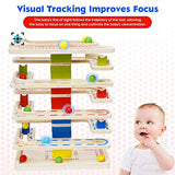 Montessori Ball Tracker Wooden Ball Drop Toy for Toddlers, Educational Wooden Ball Run Toy Race Track Set, Ball Drop Tracker Sensory Toys for Gifts 3 Joonly