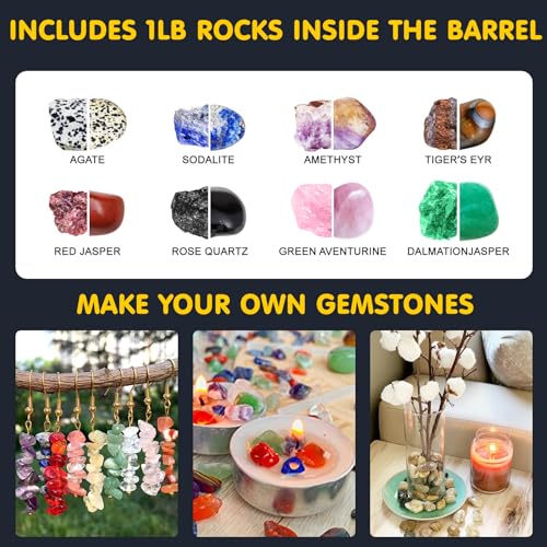 Rock Tumbler for Adults, Professional Large 2.5LB Capacity, 3-Speed Motor & 9-Day Timer, Hobby Rocks Polisher, STEM Science Kit for Geology GITSENSE