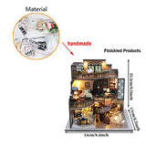 SYCW DIY Dollhouse Miniature Wooden Furniture Kit with Dust Cover and Music Box, Doll House Kit with LED Light, Mini Handmade Wooden Dollhouse Toys, SYCW