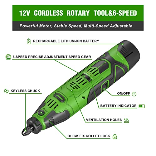 180W Rotary Tool Kit, 1.5-Amp Phalanx 6 Variable Speed with Flex Shaft, 8000-32000RPM Rotary Multi-Tool& 139pcs Accessories Kit, Power Multiuse Set