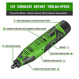 PHALANX 12V Cordless Rotary Tool Kit with Keyless Chuck, 6-Speeds 5000-32000RPM, 119 Accessories with Flex Shaft, Idea for Cutting, Grinding, Wood PHALANX