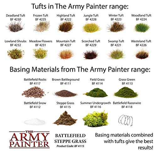 The Army Painter Battlefield: Steppe Grass Basing, 150 ml-for Miniature Bases & Terrains -Scenics Static Grass, Model Terrain Grass, Terrain Model - WoodArtSupply