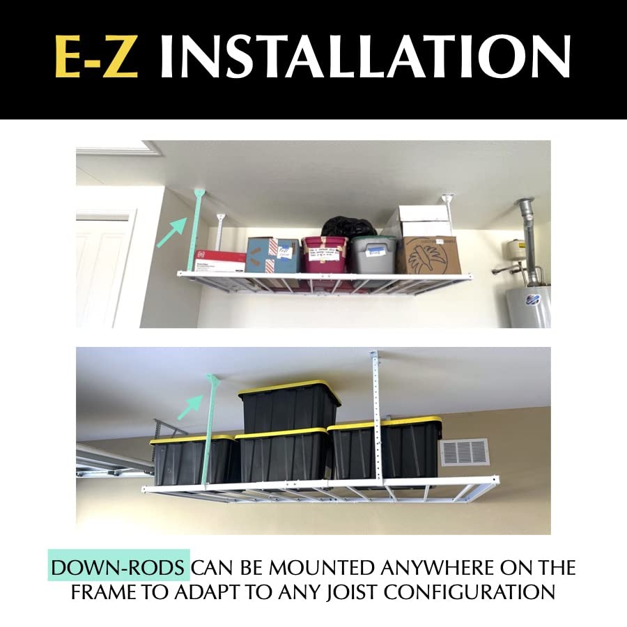 E-Z Garage Storage 4' x 8' Overhead Garage Storage Rack - Heavy Duty Steel, Customizable, Versatile, Easy Installation E-Z Garage Storage