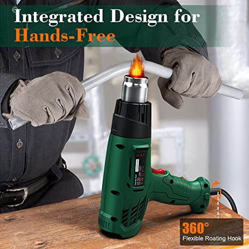Heat Gun, 1800W Heavy Duty Hot Air Gun Kit Dual Temperature Settings 572℉~932℉ (300℃-500℃), Durable&Overload Protection, with 4 Nozzles for Crafts, AcmyslaT
