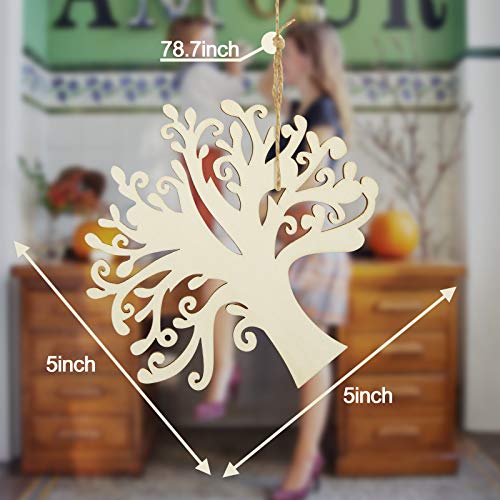 20 Pcs 5 Inches Family Tree Wood Cutout Blank Wooden Tree Shape for Crafts for Family Tree Weddings Christmas Ornaments and DIY Crafts Decoration Homakover