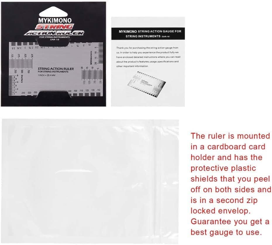 String Action Gauge Ruler, Guitar Height Gauge Set Up Tool for Electric Bass and Acoustic Guitar myKimono