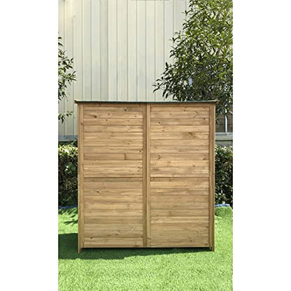 Hanover Outdoor Storage Shed, Double Door Wood Shed for Tools and Garden Supplies with Shelf and Locking Latch, 36 Cu.Ft. Capacity (4.4' x 5' x - WoodArtSupply