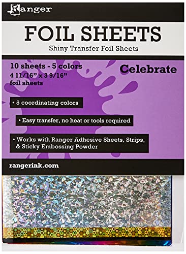 Ranger ISF49371 Celebrate Shiny Transfer Foil Sheets (10 Pack), Multicolor - WoodArtSupply