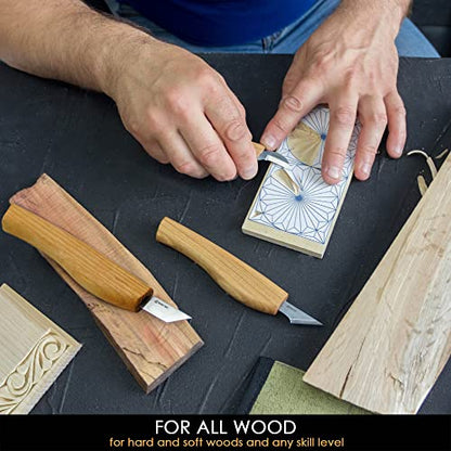 BeaverCraft Wood Carving Knife Kit for Beginners S55 Chip Carving Knives Woodworking Wood Carving Tools Set Carve Widdling Knife Kit Detail Whittling - WoodArtSupply