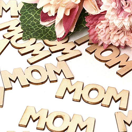 30 Pcs Little MOM Wood Crafts DIY Cutout Wooden Slices Embellishments Gift Unfinished Wood Ornaments for Happy Mothet's Day Mom's Birthday Party Creaides