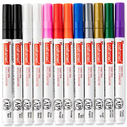 Craft Smart Medium Line 12 Color Paint Pen Set - WoodArtSupply