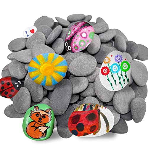 cssopenss 80 Pcs Painting Rocks, 18 Pounds 2-3in River Rocks for Painting, 80 Chunk Flat Rocks for Painting, Unique Stones for DIY Gifts Art Craft