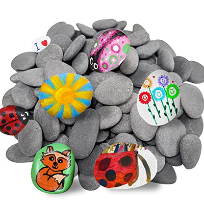 cssopenss 80 Pcs Painting Rocks, 18 Pounds 2-3in River Rocks for Painting, 80 Chunk Flat Rocks for Painting, Unique Stones for DIY Gifts Art Craft