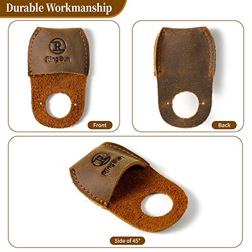RingSun Thumb Guard Wood Carving Tools, Leather Finger Protector, Handmade Carpenter Working Carving Kit Accessories Brown RS40 Ringsun