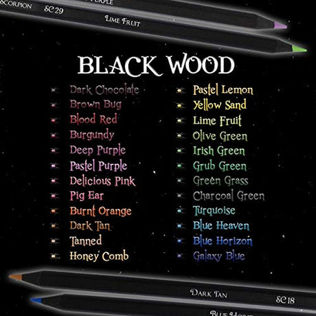 Black Widow Colored Pencils For Adult Coloring - 24 Coloring Pencils With Smooth Pigments - Best Color Pencil Set For Adult Coloring Books And Black Widow