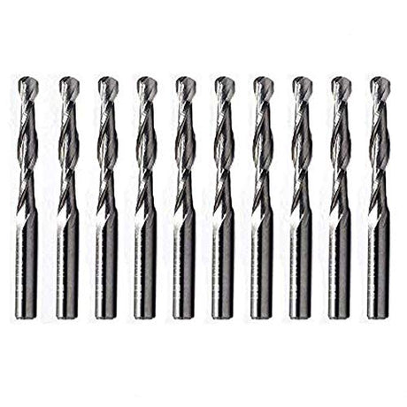 OSCARBIDE 1/8" Shank Ball Nose Carbide End Mills 2 Flutes CNC Spiral Router Bits Milling Cutter for Engraving Milling 3D sculpturing Roughing Acrylic OSCARBIDE