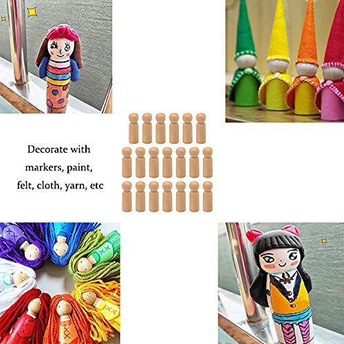 Antrader 20 Pcs 2.4" Unfinished Wood Peg Dolls, Suitable for Hand Drawing, Wedding Decoration Toy