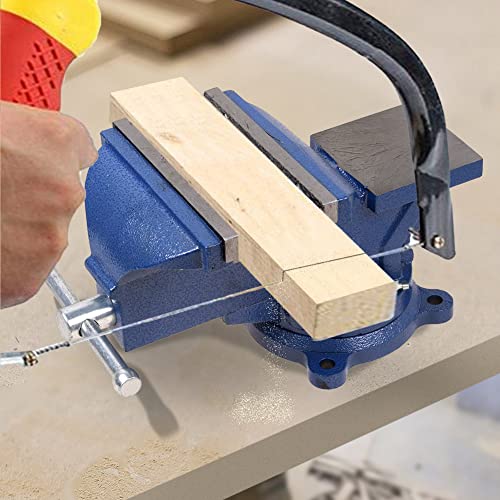 6" Heavy Duty Bench Vise, Pipe Vise Bench Vices with Anvil Swivel Table Top Clamp Locking Base, Double Swivel Rotating Vise Head& Body Rotates sanheshun