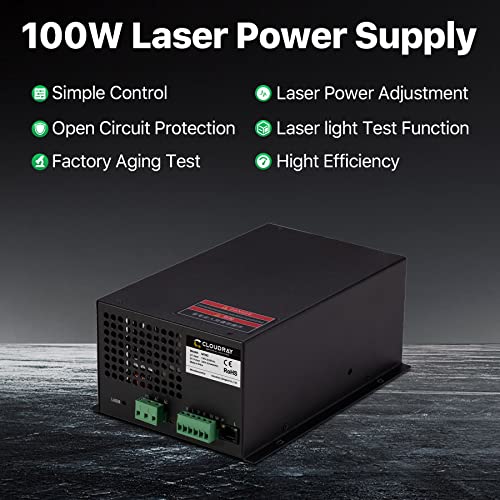 Cloudray 100 Watt Laser Power Supply 110V for 80-100W Laser Tube Laser Engraver Cutter M100(MYJG100 Upgrade) Cloudray