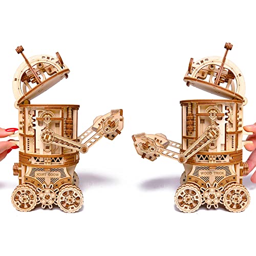 Wood Trick Space Junk Robot 3D Wooden Puzzles for Adults and Kids to Build - Rides up to 13 ft - 9.5x6.7 in - Model Kits for Adults - Engineering DIY Wood Trick