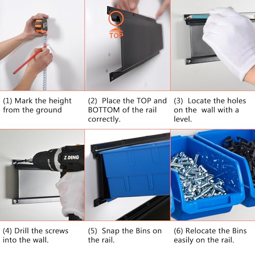 Wallmaster 8-Bin Storage Bins Garage Rack System 2-Tier Orange Tool Organizers Cube Baskets Wall Mount Organizations (Blue) Wallmaster