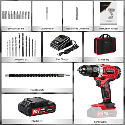 AVID POWER Drill Set Cordless 20V Electric Drill with Battery and Fast Charger, Variable Speed, 23+1 Torque Setting, 23pcs Accessories Drill Kit, - WoodArtSupply