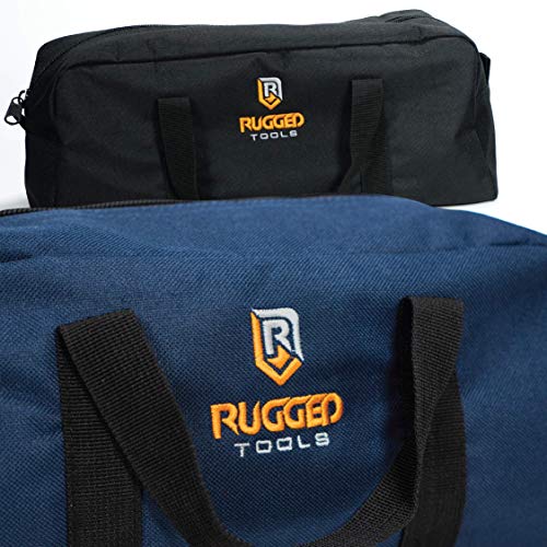 Rugged Tools Tool Bag Combo - Includes 1 Small & 1 Medium Toolbag - Organizer Tote Bags for Electrician, Plumbing, Gardening, HVAC & More Rugged Tools