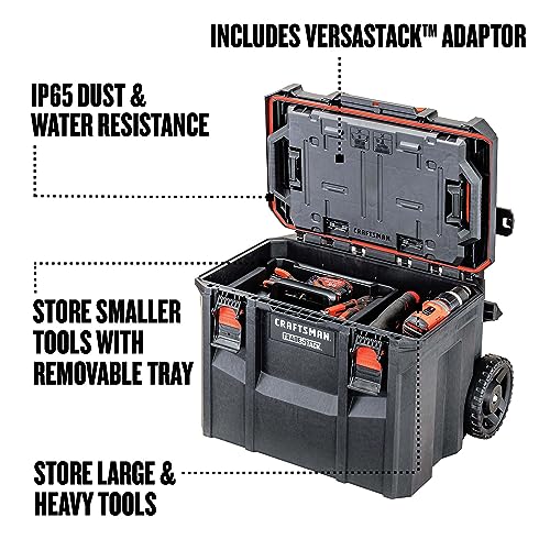 CRAFTSMAN TRADESTACK System Drawer Tool Box, Black, Rolling Tool Box, Lockable, 22.5-inch (CMST21445) - WoodArtSupply