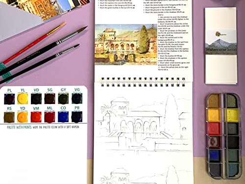Insparea Watercolor Paper Sketchbook 5.5 x 8.5 19 Sheets 140 Lb 300 GSM  Cold Press Cotton Watercolor Journal 12 Palettes Premium Watercolor Paints