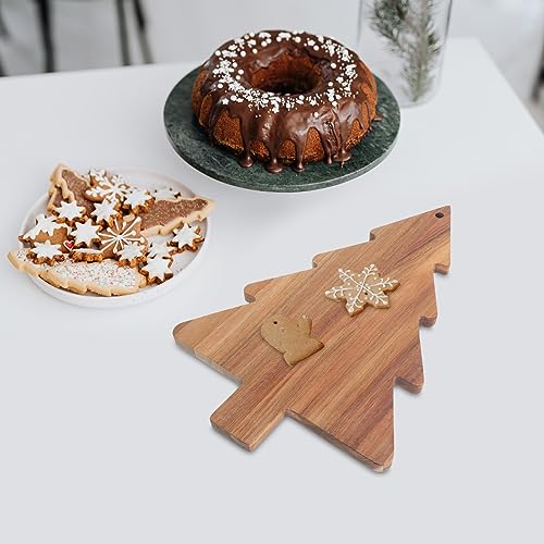 Amosfun Christmas Tree Charcuterie Board, Xmas Cutting Board Fruit Tray Holiday Cheese Board Wooden Appetizer Tray Sushi Serving Tray Dessert Candy - WoodArtSupply