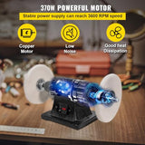VEVOR Bench Buffer Polisher, 8 inch Buffing Machine 370W Motor with 3600 RPM, Heavy Duty Benchtop Lathe Polishing Machine for Jewelry, Wood, Silver, VEVOR