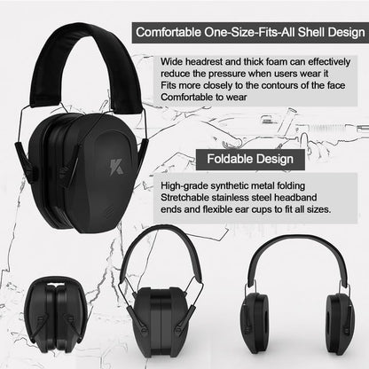 ucho NRR 34 dB Noise Reduction Ear Muffs, Hearing Protection Safety Earmuffs Professional Noise Cancelling Earmuffs for Construction Work Shooting - WoodArtSupply