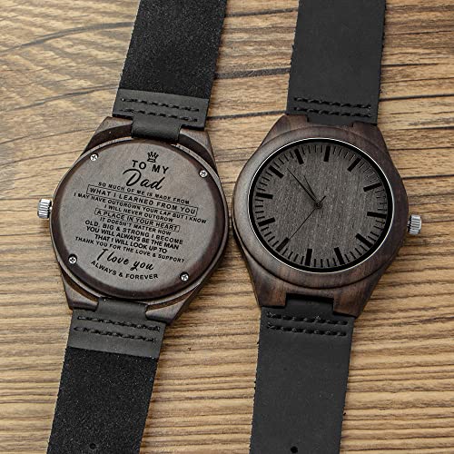 Kenon Personalized Wood Watches Gifts for Men, Engraved Handmade Mens Wood Watches for Dad Christmas Anniversary Father's Day Gifts Kenon