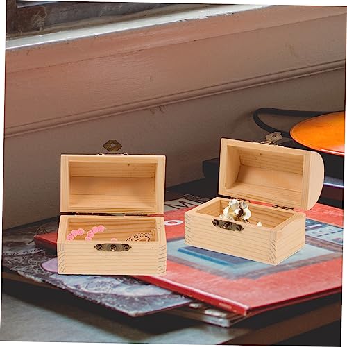 Yardenfun 2pcs Pirate Treasure Chest Wooden Box Locking Jewelry Box Pirate Jewelry Mini Unfinished Treasure Chest Kids Storage Organizer Vintage - WoodArtSupply