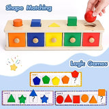 Montessori Toys Wooden Color & Shape Sorter Toys for Toddlers 1-3 Matching Box Sorting Blocks Manipulatives Preschool Learning Activities Educational Peacurh