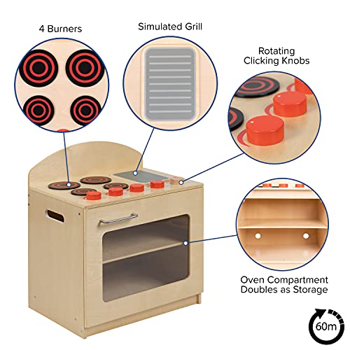 Flash Furniture Children's Wooden Kitchen Set - Stove, Sink and Refrigerator for Commercial or Home Use - Safe, Kid Friendly Design - WoodArtSupply