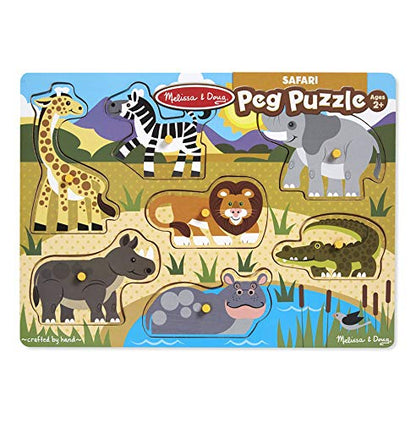 Melissa & Doug World of Animals Wooden Peg Puzzles Set - Pets, Farm, and Safari - WoodArtSupply