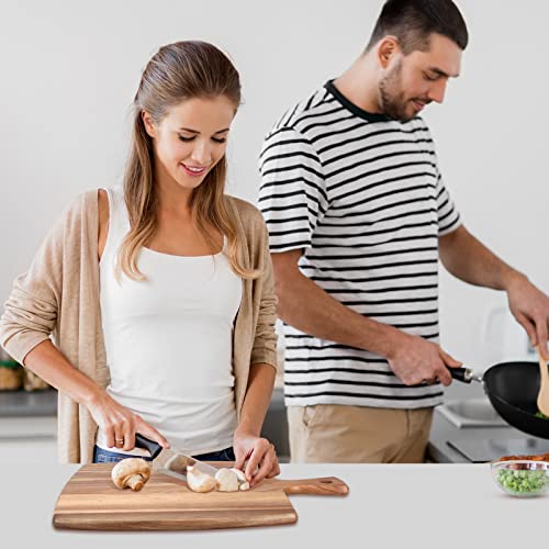 Large Wood Cutting Board with Handle 17" x 13" Simple Best Wooden Charcuterie Boards Butcher Block Teak Cutting Boards for Kitchen Meat Cheese Ayiaren