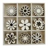 IMIKEYA 1 Box of 45pcs Wooden Embellishments Cutouts Wooden Slices Flower Shapes Decorations Unfinished Crafts Ornaments IMIKEYA
