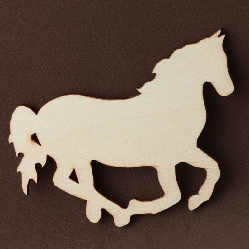 Pack of 36 Unfinished Wood Horse Cutouts - Wooden Western Rodeo Cowboy Cowgirl Galloping Mustang Horse Shapes for Team Mascot Favors, Crafts, and DIY