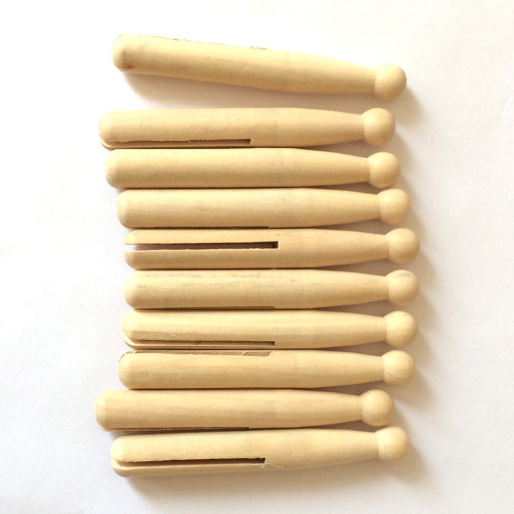 Healifty 10pcs Unfinished Wooden Peg Dolls Wooden Clothes pin Doll Peg Baby Doll Unfinished Clothespins Peg DIY Sticks Round Wooden clothespins Healifty