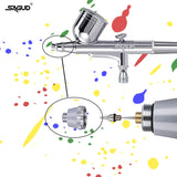 SAGUD Airbrush Kit 0.3mm Dual-Action Air Brush Gun with 20cc and 40 cc Plastic Fluid Cups - Extra 0.2mm & 0.5mm Nozzles Needle Air Caps and Quick SAGUD