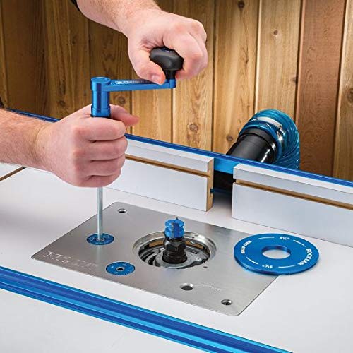 Rockler Pro Router Lift (8-1/4'' x 11-3/4'' Plate) – Kit Includes Aluminum Router Plate, Insert Ring, Set of Hex Keys on Key Chain - Easy to Install ROCKLER