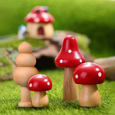 Kisangel 20pcs Mini Wood Mushrooms Wooden Trees Unpainted Little Pegs for Christmas Tree DIY Arts Crafts Kisangel