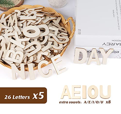 CMIOUEO 2" Wooden Letters - 170 Pcs Wood Alphabet Letters for Crafts Wood Letters Sign Decoration Unfinished Wood Letters for Painting/Wall
