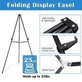Falling in Art 66" High Black Aluminum Display Easel Stand, Large Adjustable Height Presentation Stand, Portable Tripod Holding Signs, Posters, and Falling in Art